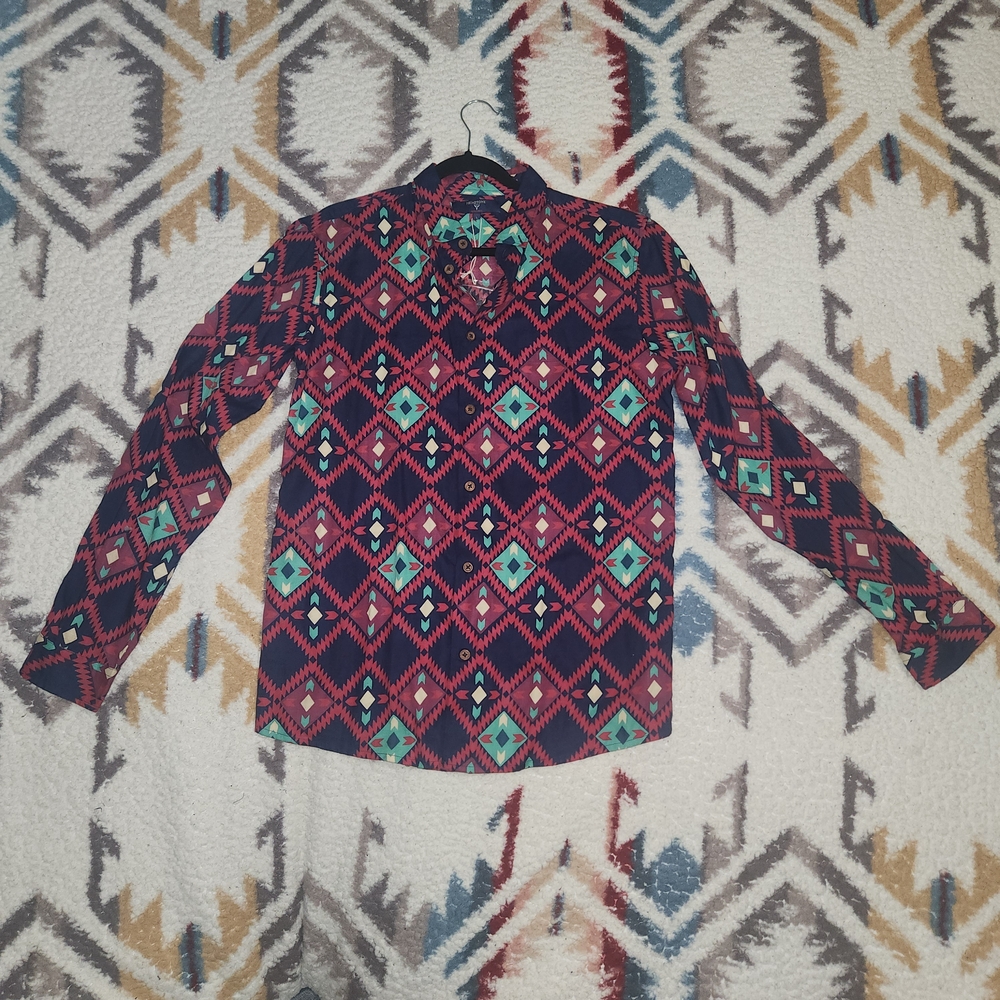 Heimstone Aztec Print Button-Down Long Sleeve Shi… - image 1